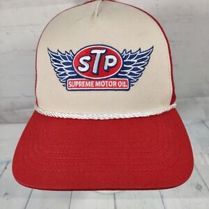 Men's Cap STP Supreme Motor Oil Trucker Hat By H3 Headwear Red White Blue